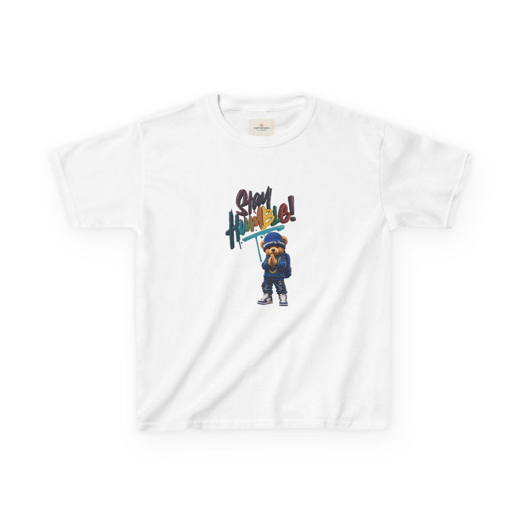 Kids Tee — Cheerful Bear 'Stay Humble' Graphic