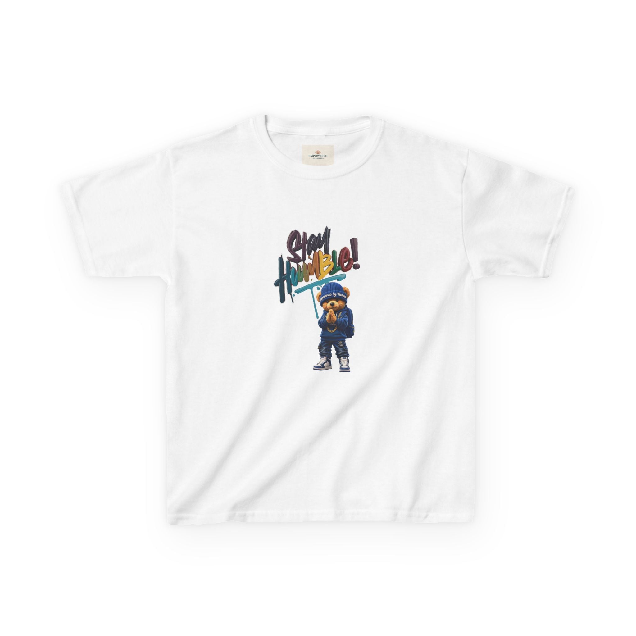 Kids Tee — Cheerful Bear 'Stay Humble' Graphic