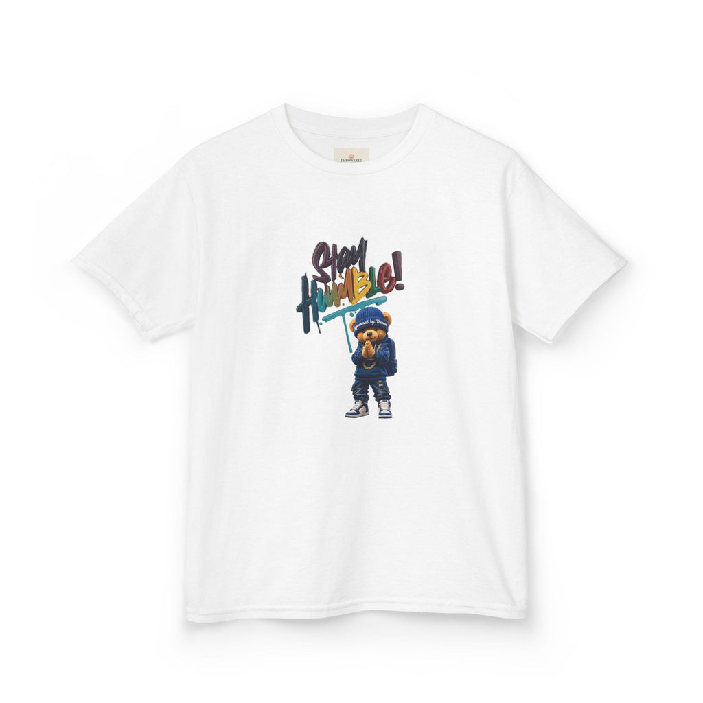 Kids Tee — Cheerful Bear 'Stay Humble' Graphic
