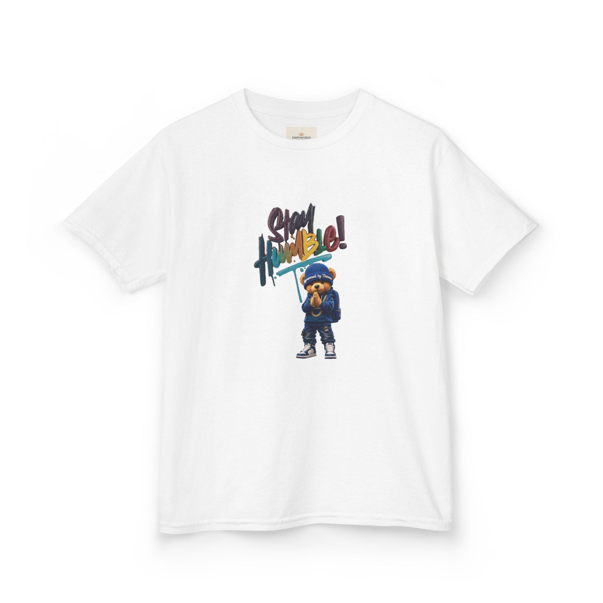 Kids Tee — Cheerful Bear 'Stay Humble' Graphic