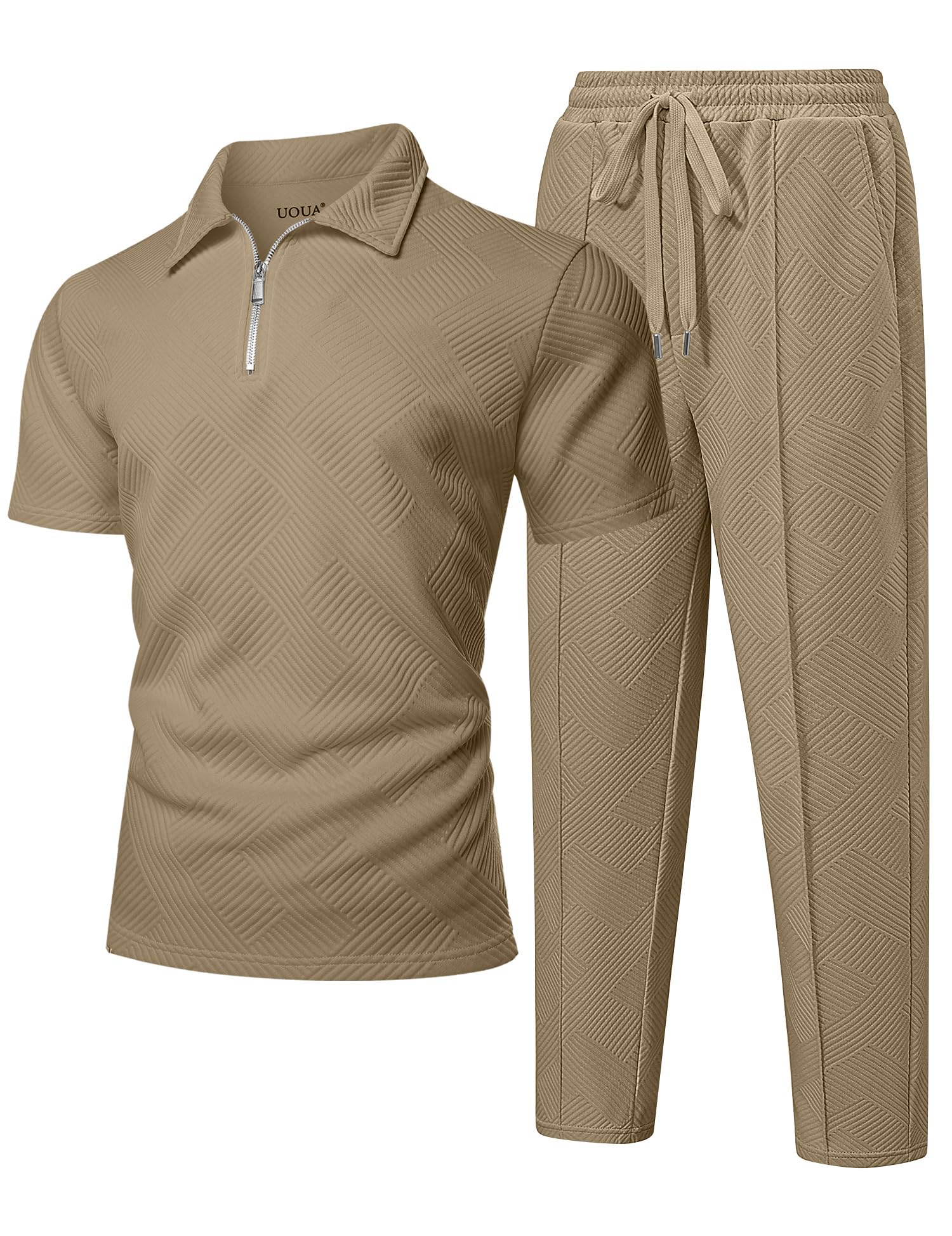 UOUA Mens Sweat Suits Set Tracksuit 2 Piece Outfits Short Sleeve Casual Sweatshirt & Loose Jogging Pants